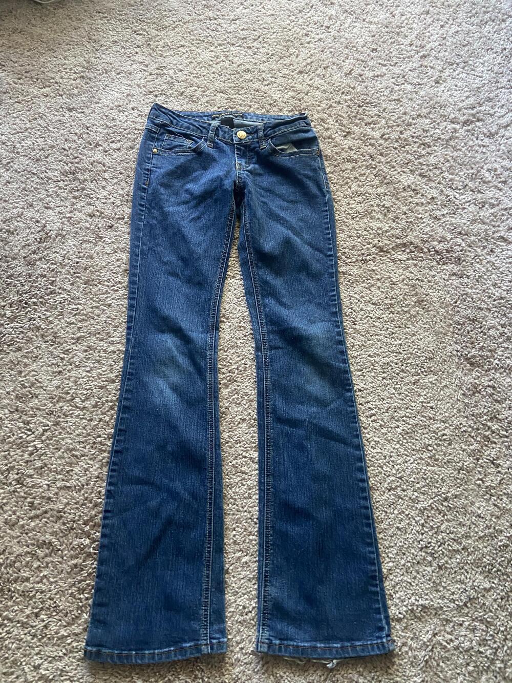 Southpole Jeans Juniors 0 Blue Bootcut Low Rise Embroidered Stretch Denim